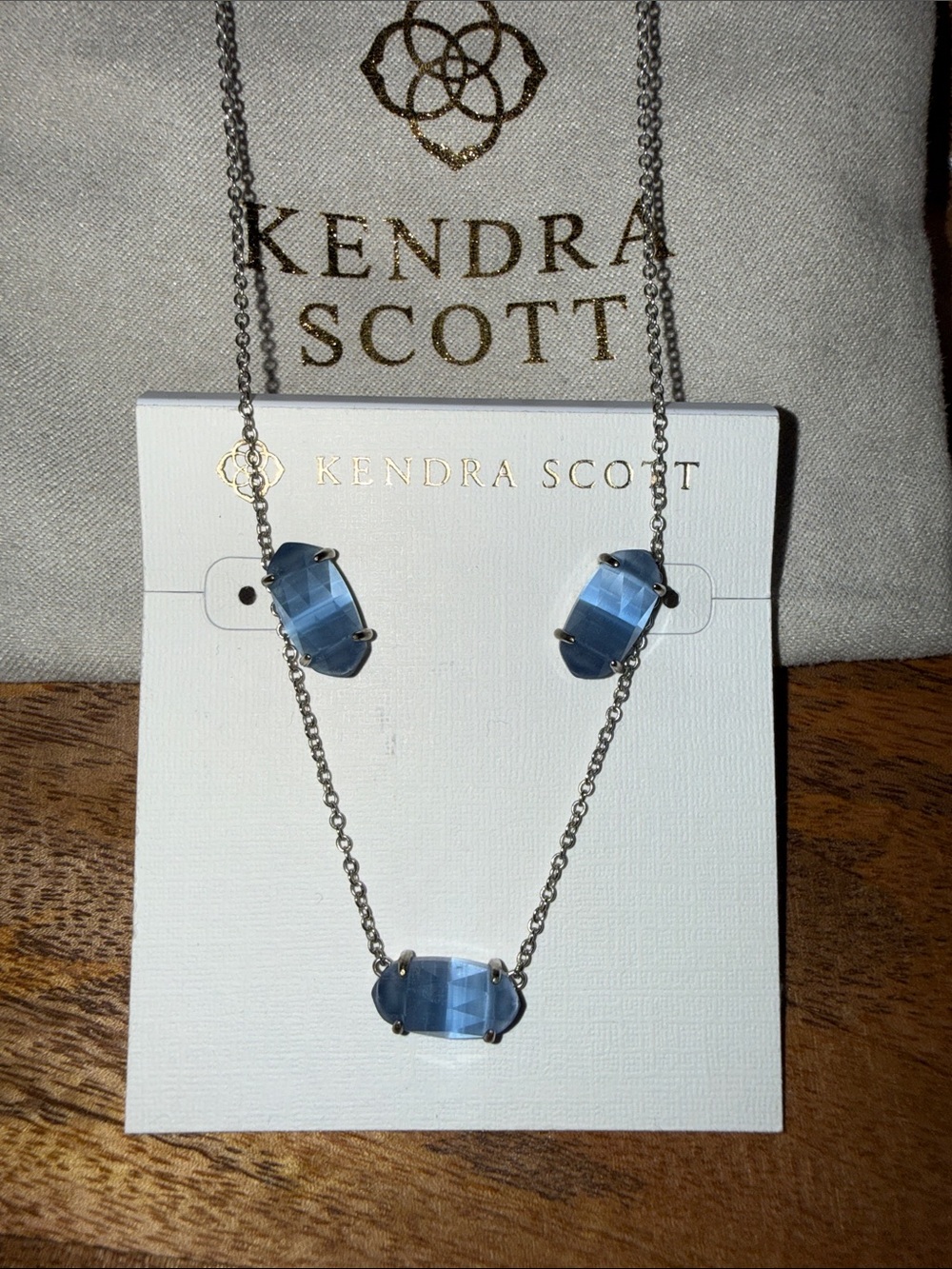 Kendra Scott Blue Glass Pendant Necklace and Earrings Set - Picture 4 of 4